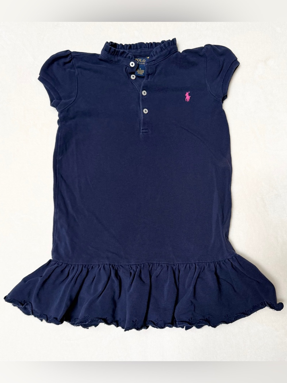 Polo by Ralph Lauren Navy Girls Size 6 Polo Dress with Pink Pony